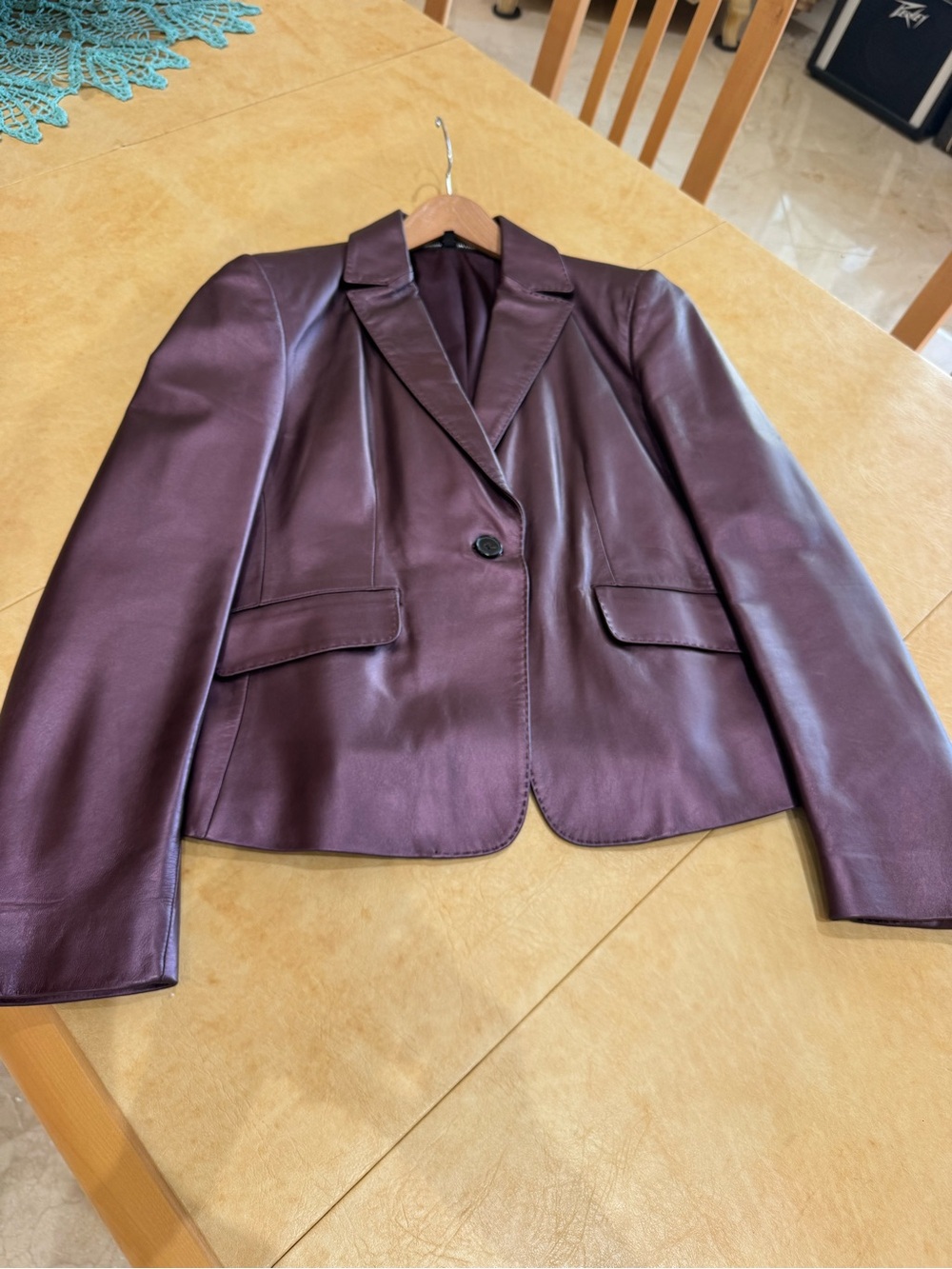PRICE DROP: NW/OT, COMPANY ELLEN TRACY, M, lined, METALLIC PLUM LAMBSKIN LEATHER